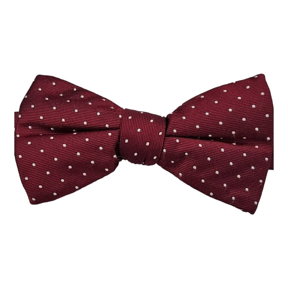 RYAN SEACREST Men's 100% Silk DESIGNER Bow Tie Red Polka Dot W:2.5" EUC